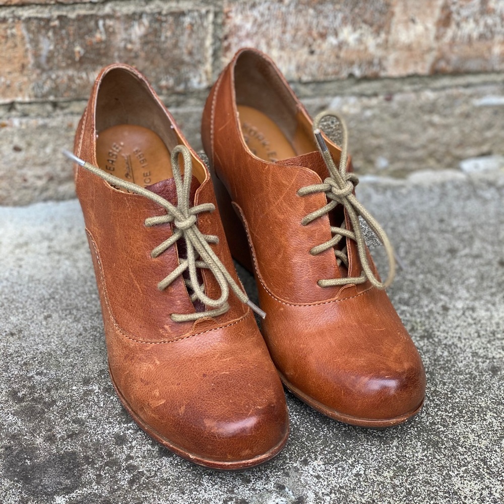 Kork-Ease Oxfords Wedges Brown Leather